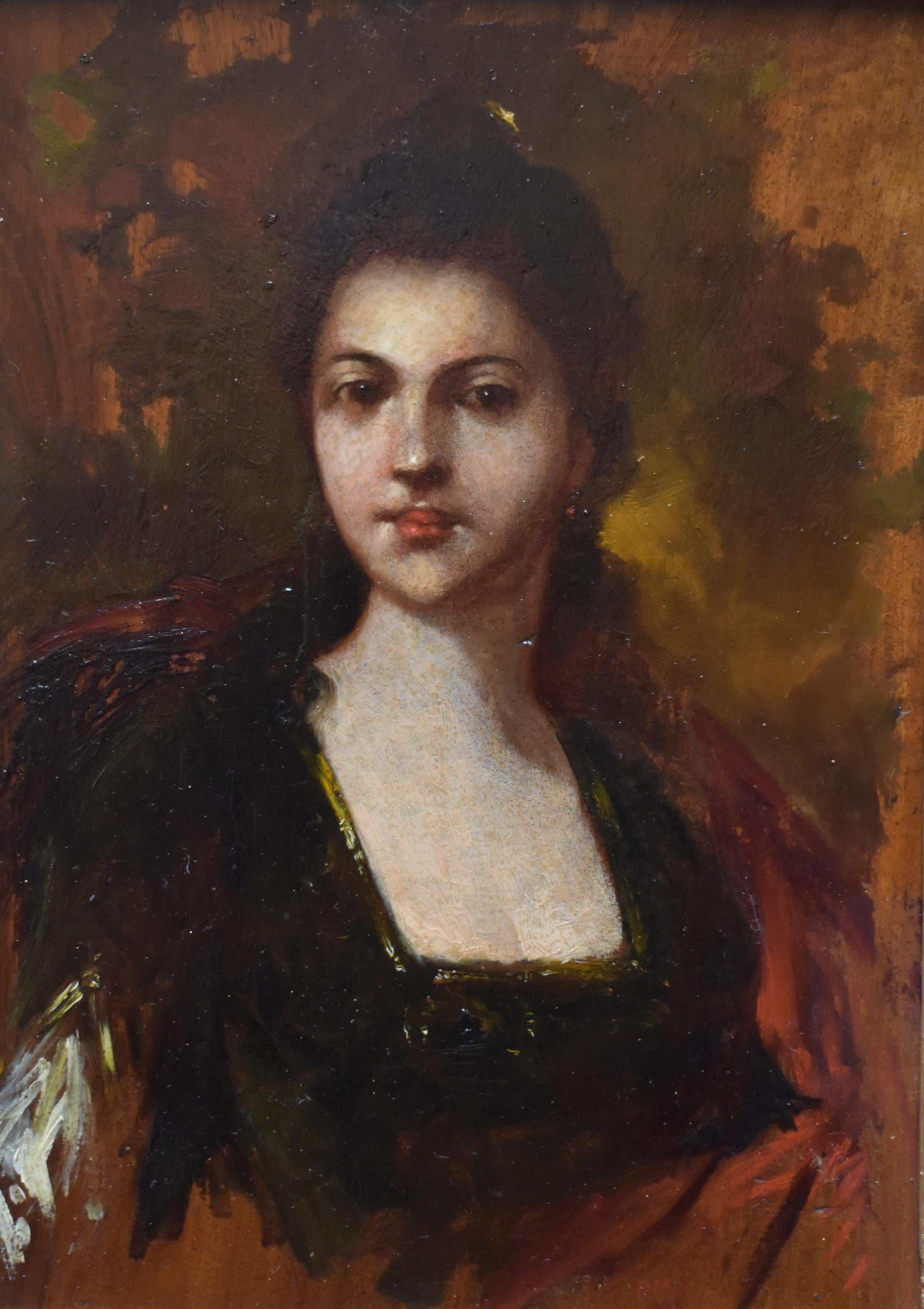 Pintura al óleo de la escuela francesa del siglo XIX, firmada con las iniciales AM 1