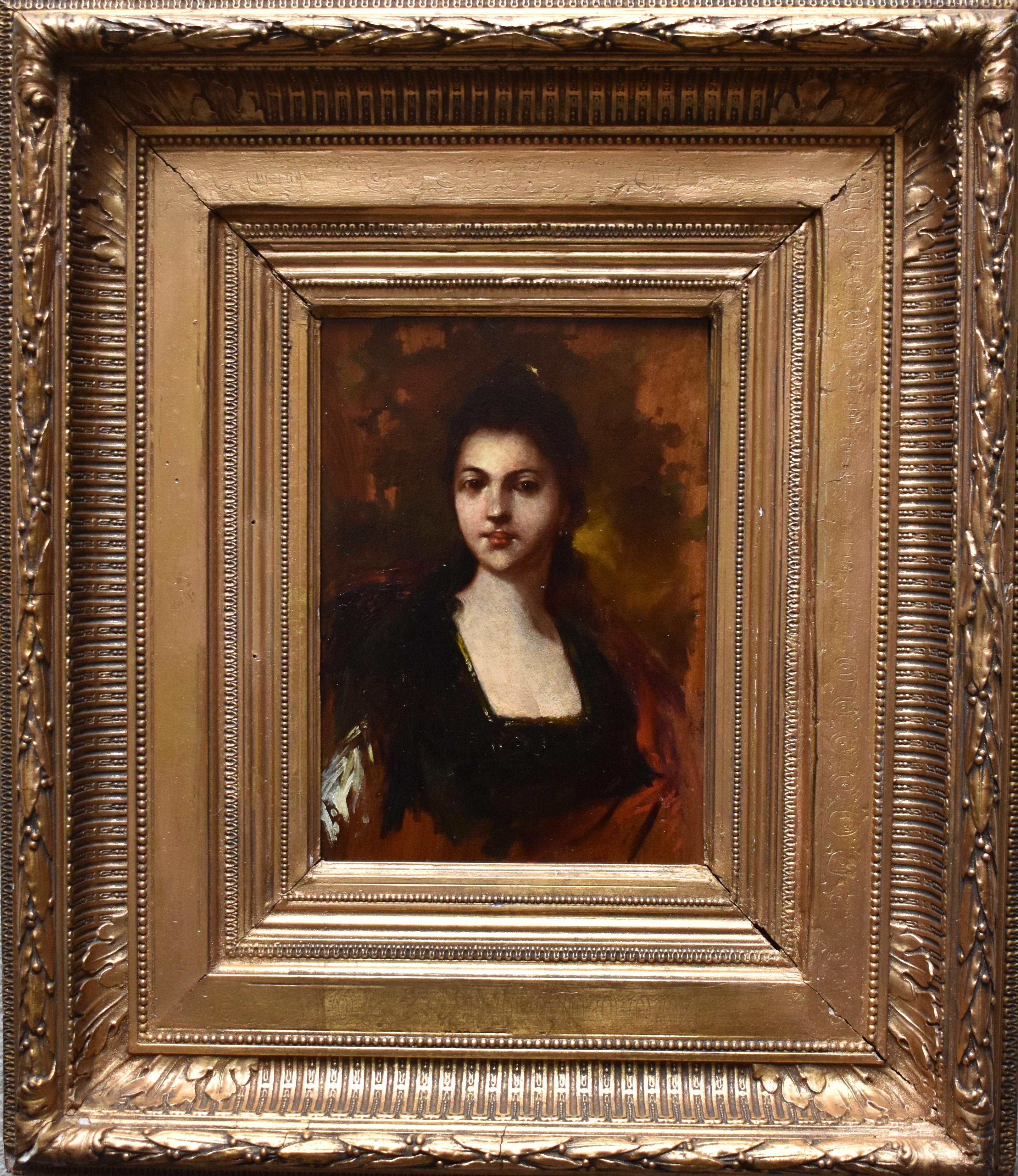 Pintura al óleo de la escuela francesa del siglo XIX, firmada con las iniciales AM 2