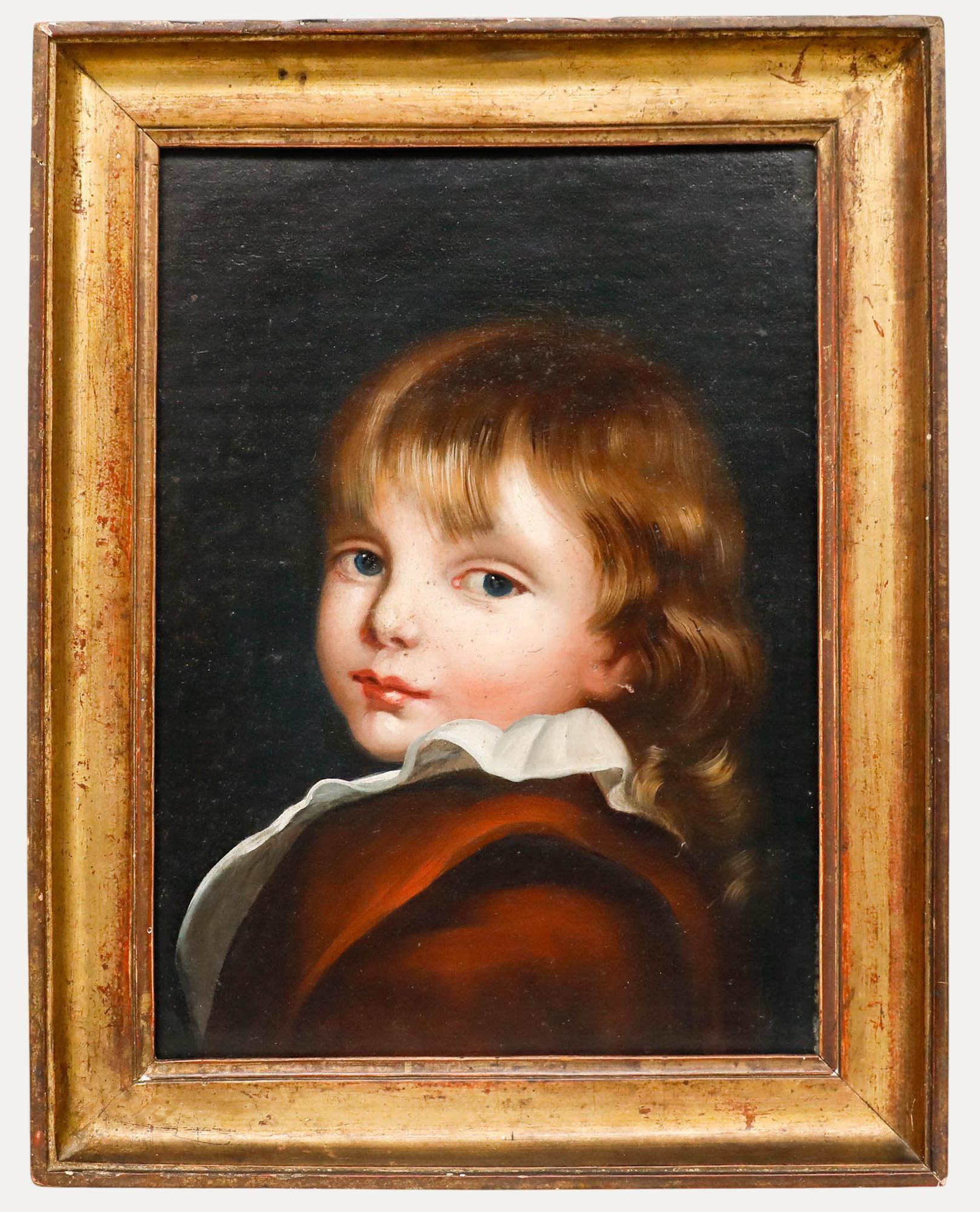 Unknown Portrait Painting - French School 19th Century Oil - Portrait of a Child