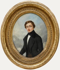 French School 19th Century Oil - Portrait of a Young Man