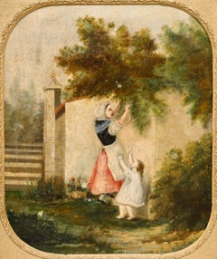 French School 19th Century Oil - Pruning