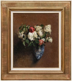 French School 19th Century Oil - Roses and Hyacinths