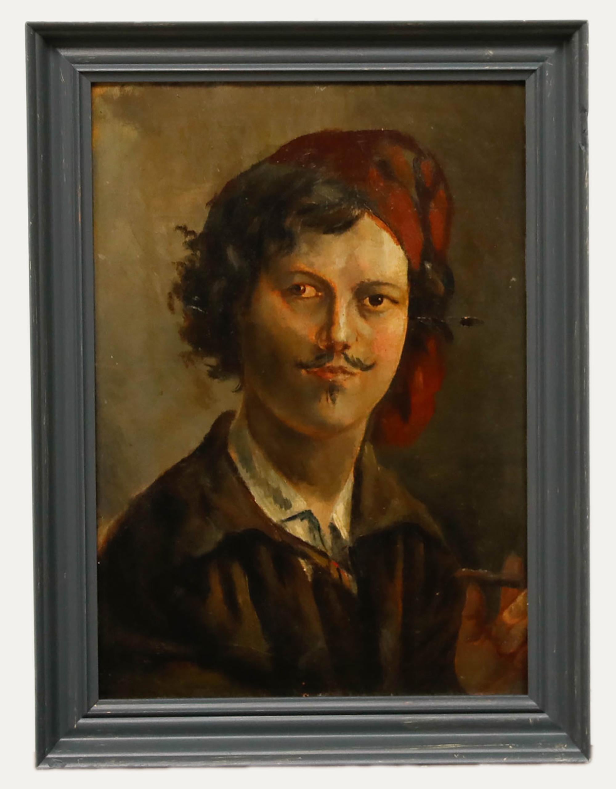 Unknown Portrait Painting – Französische Schule 19. Jahrhundert Öl - Junger Maler