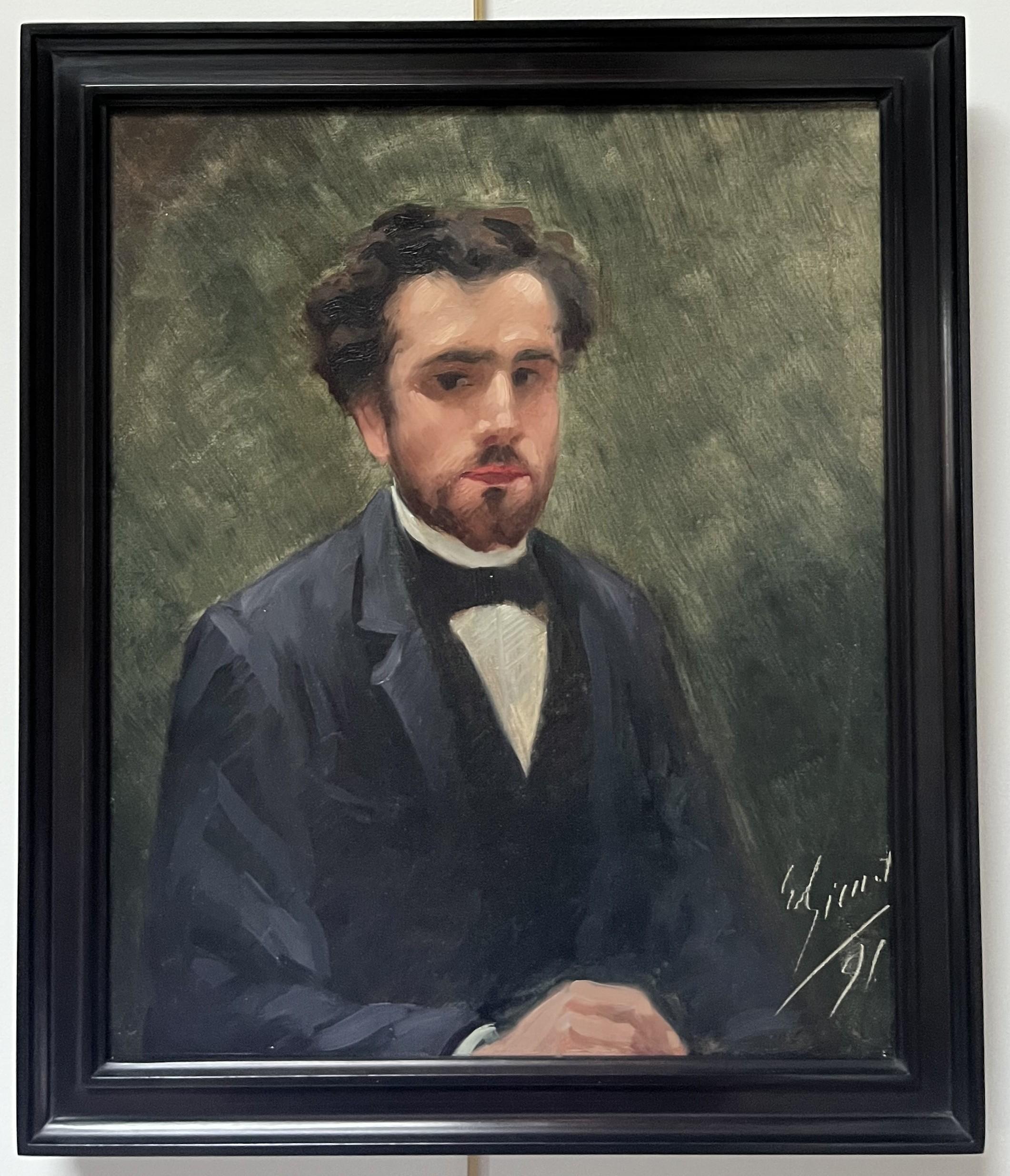 Scuola francese del XIX secolo, Ritratto di giovane uomo, 1891, firmato e datato - Painting Impressionismo di Unknown
