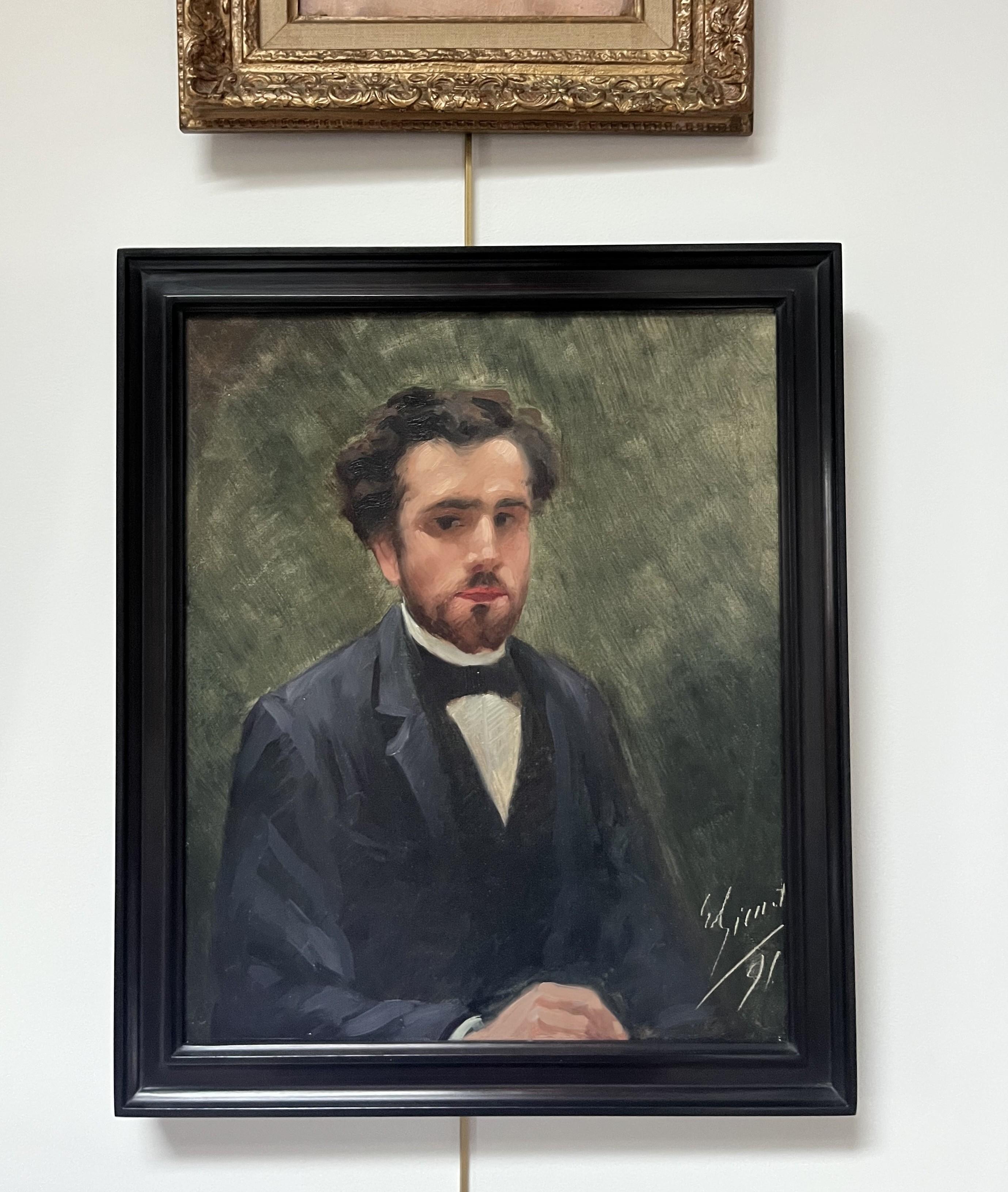 Scuola francese del XIX secolo, Ritratto di giovane uomo, 1891, firmato e datato in vendita 2