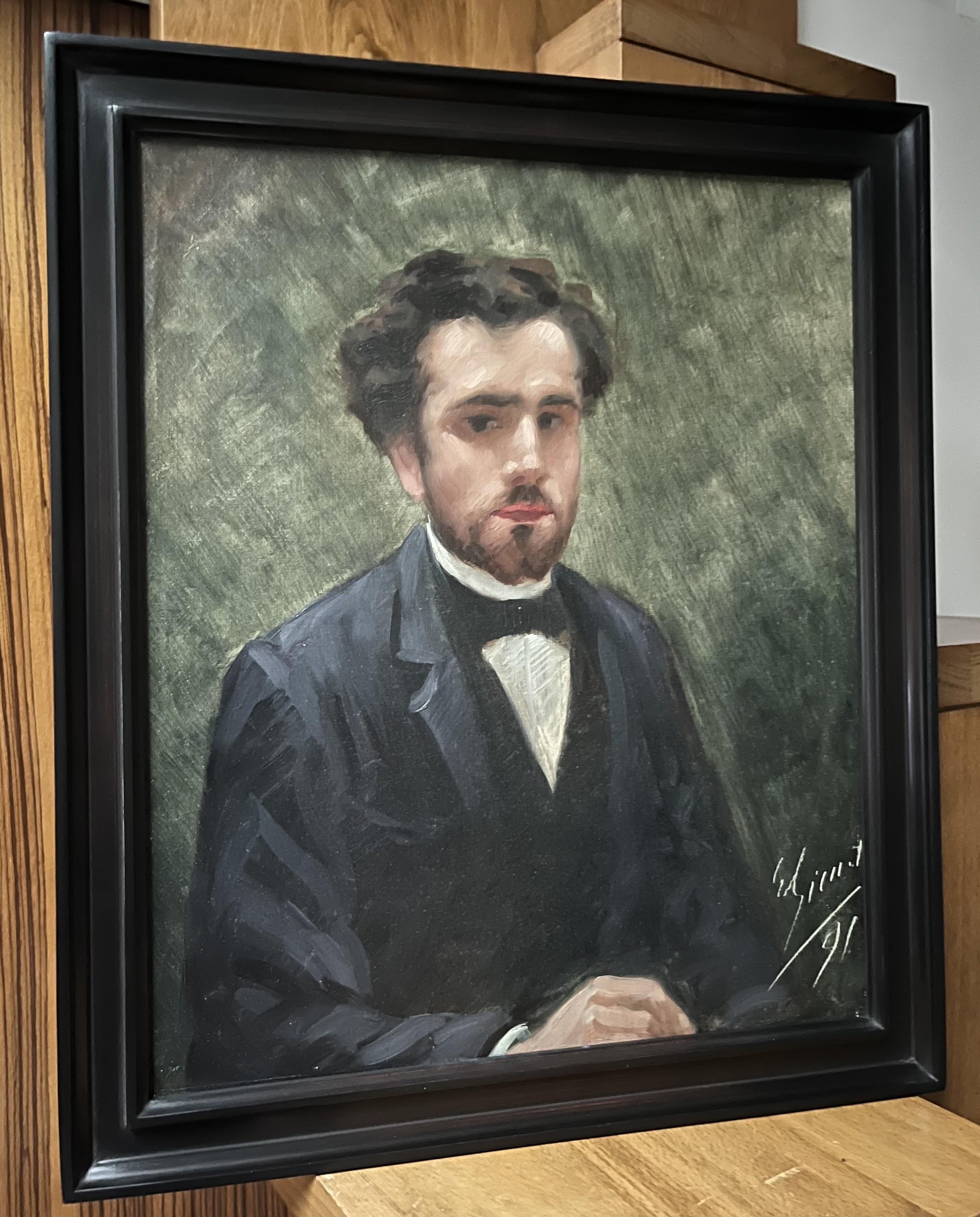 Scuola francese del XIX secolo, Ritratto di giovane uomo, 1891, firmato e datato in vendita 4
