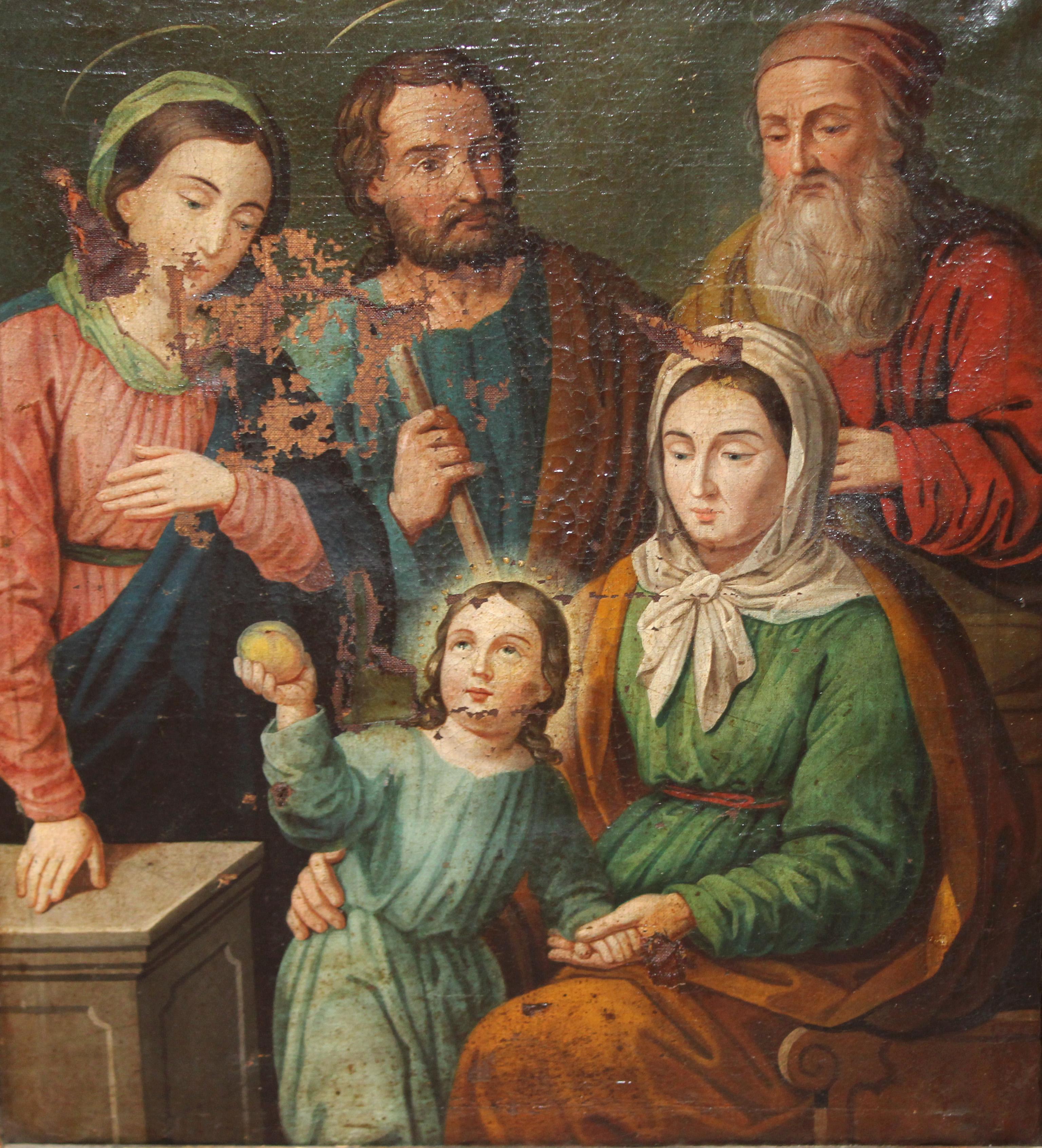 Figurative Painting di Unknown - Scuola francese (XIX secolo) - La Sacra Famiglia
