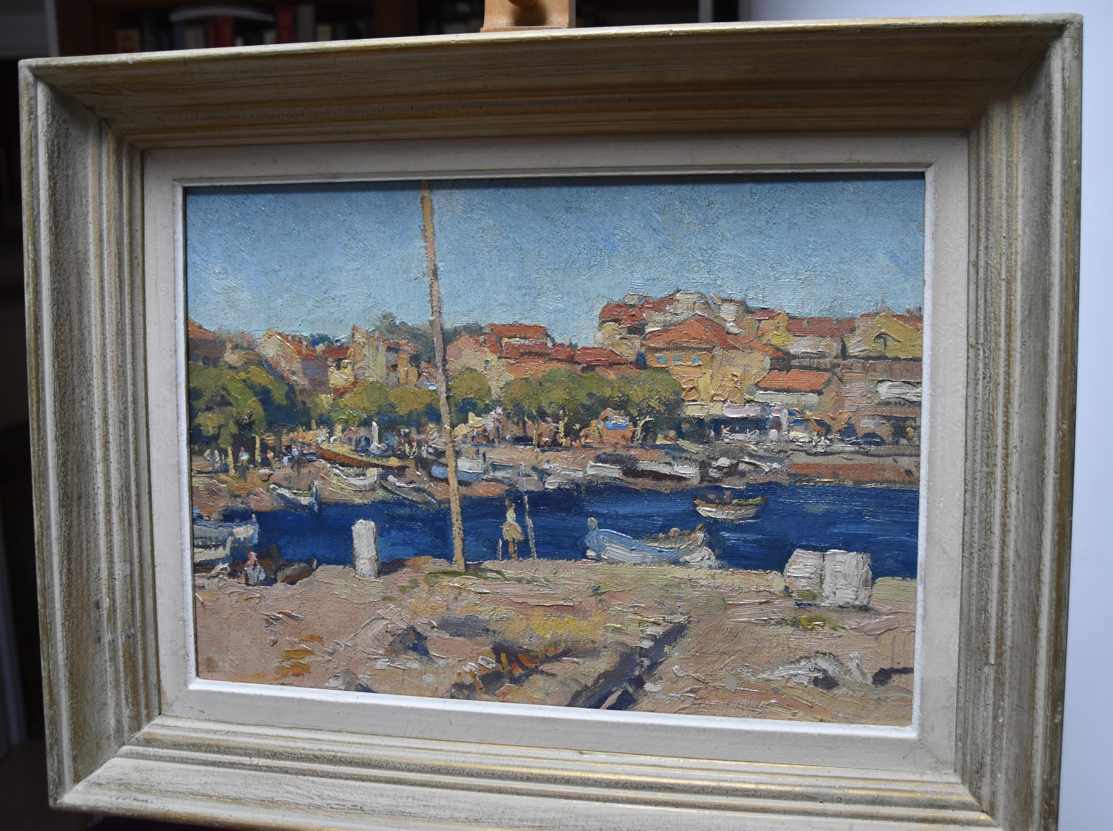 French school 20th century, A Port in Southern France, oil on canvas 1