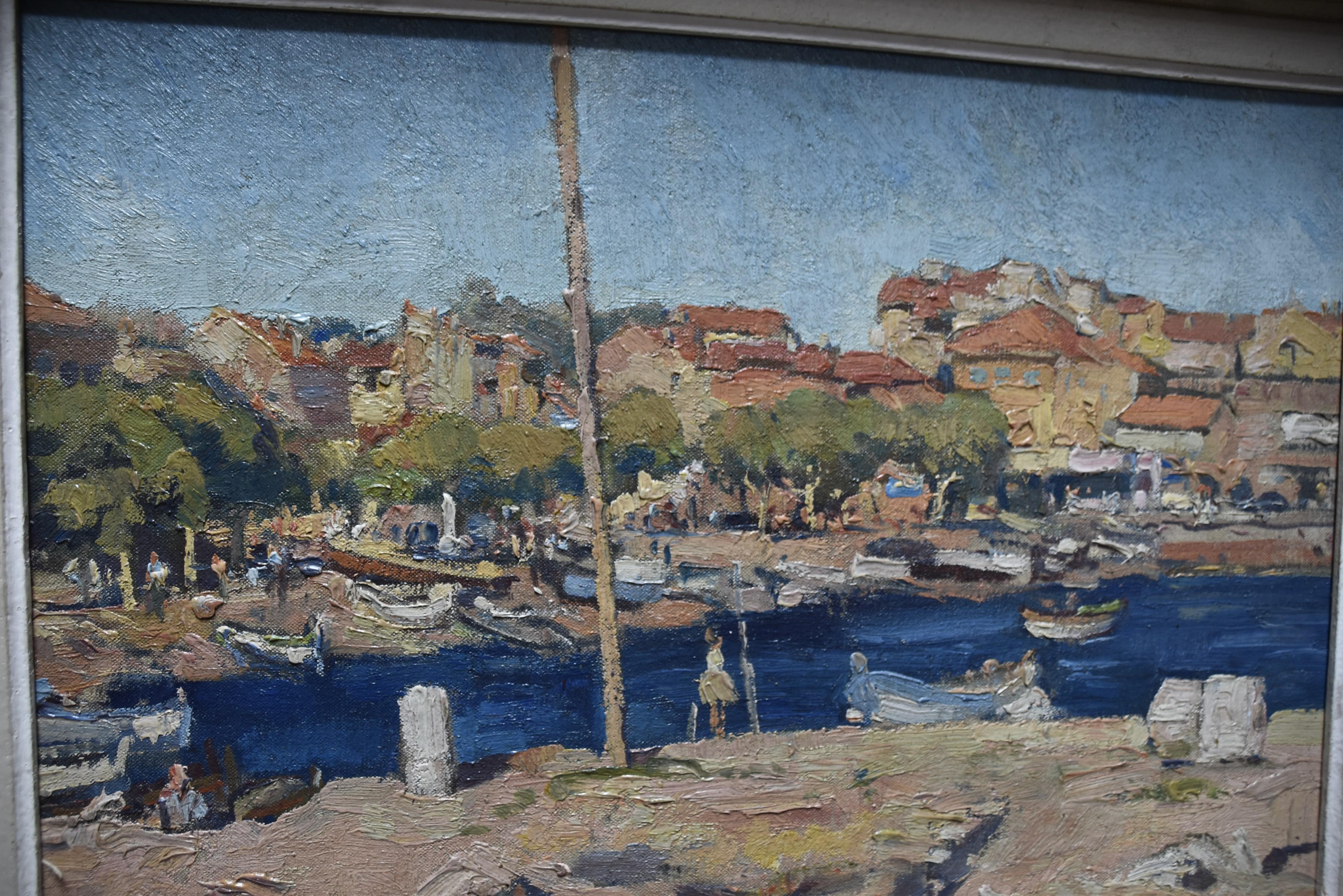 French school 20th century, A Port in Southern France, oil on canvas 2