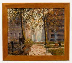 French School 20th Century Oil - Autumn in the Park