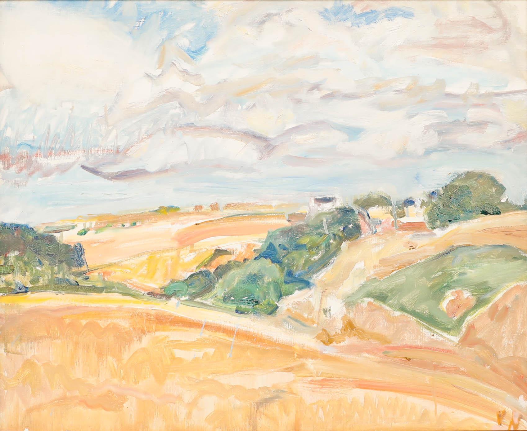 French School 20th Century Oil - Provence Landscape - Painting by Unknown