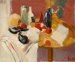 French School 20th Century Oil - Still Life with Aubergine