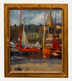 Huile de l'École française du 20ème siècle - Vue des Bateaux