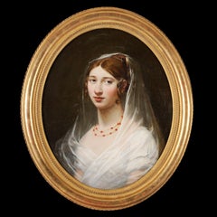 French School Around 1810 - Couple portrait of family Saint Jullien Desnoeux