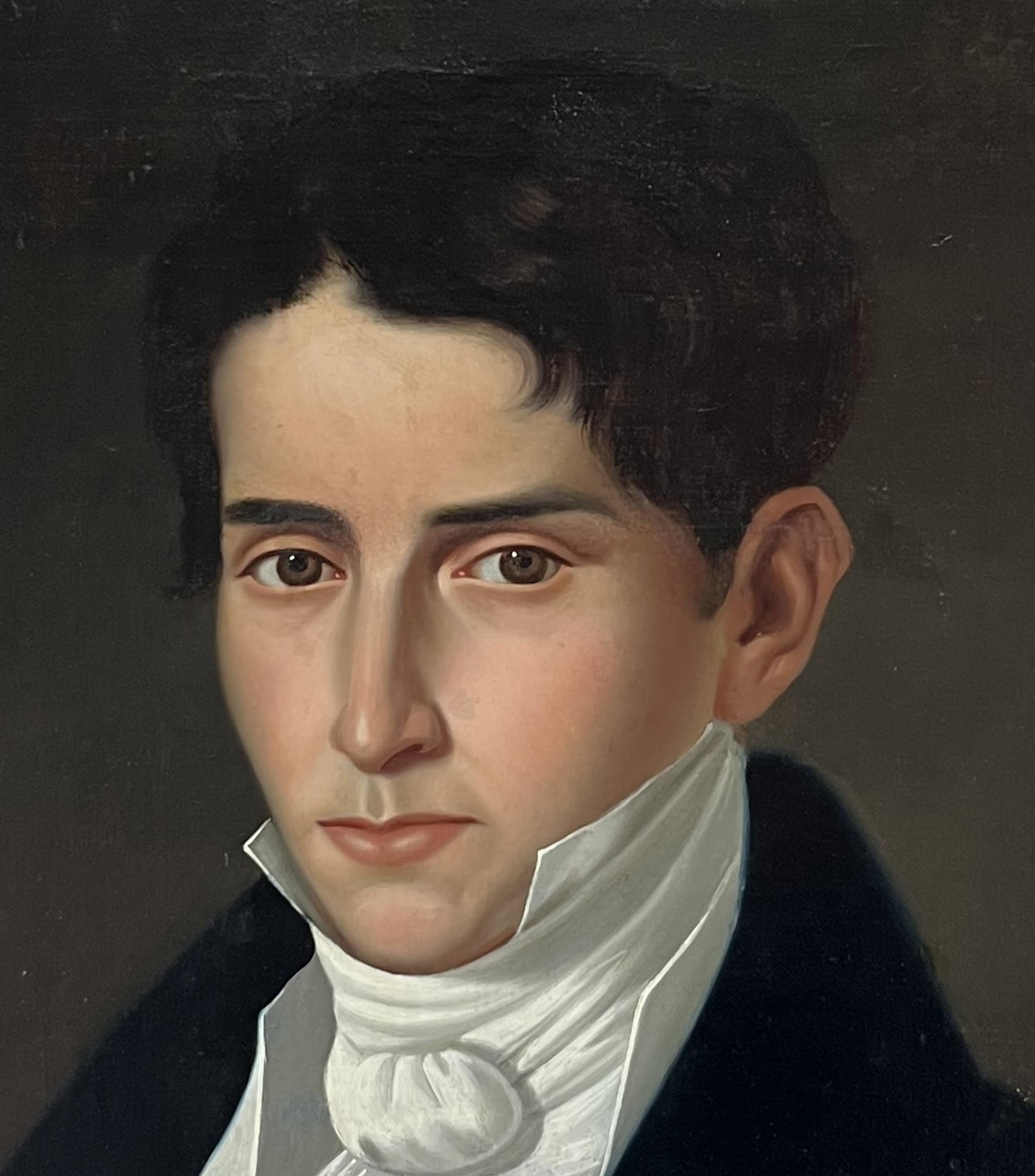 Französische Schule um 1830, Porträt eines Herrn, Öl auf Leinwand, signiert und datiert im Angebot 3