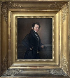 French school, circa 1840, Portrait of a Gentleman, oil on wood, signed