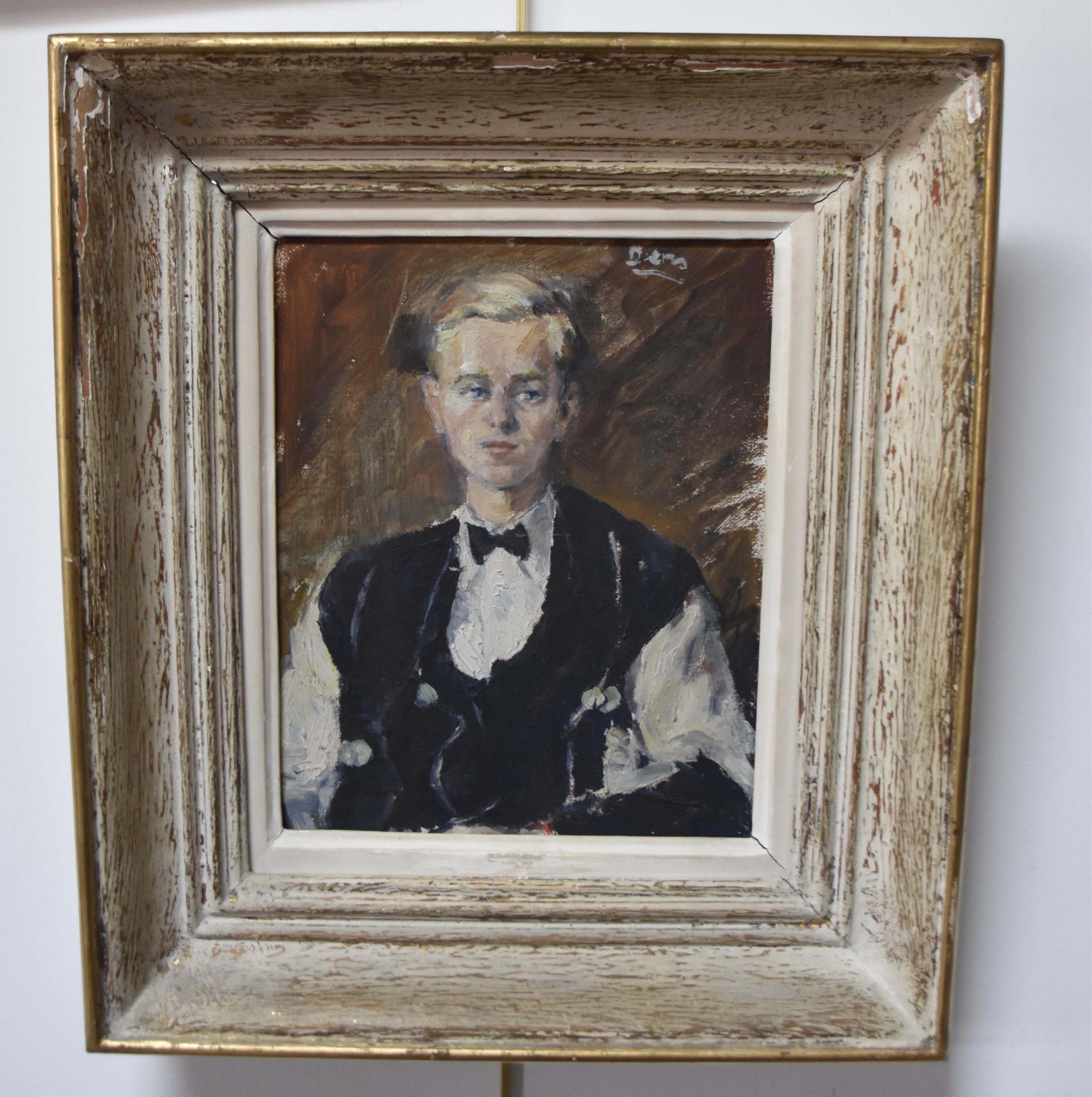 French school circa 1930, Portrait of a young man, oil   - Painting by Unknown