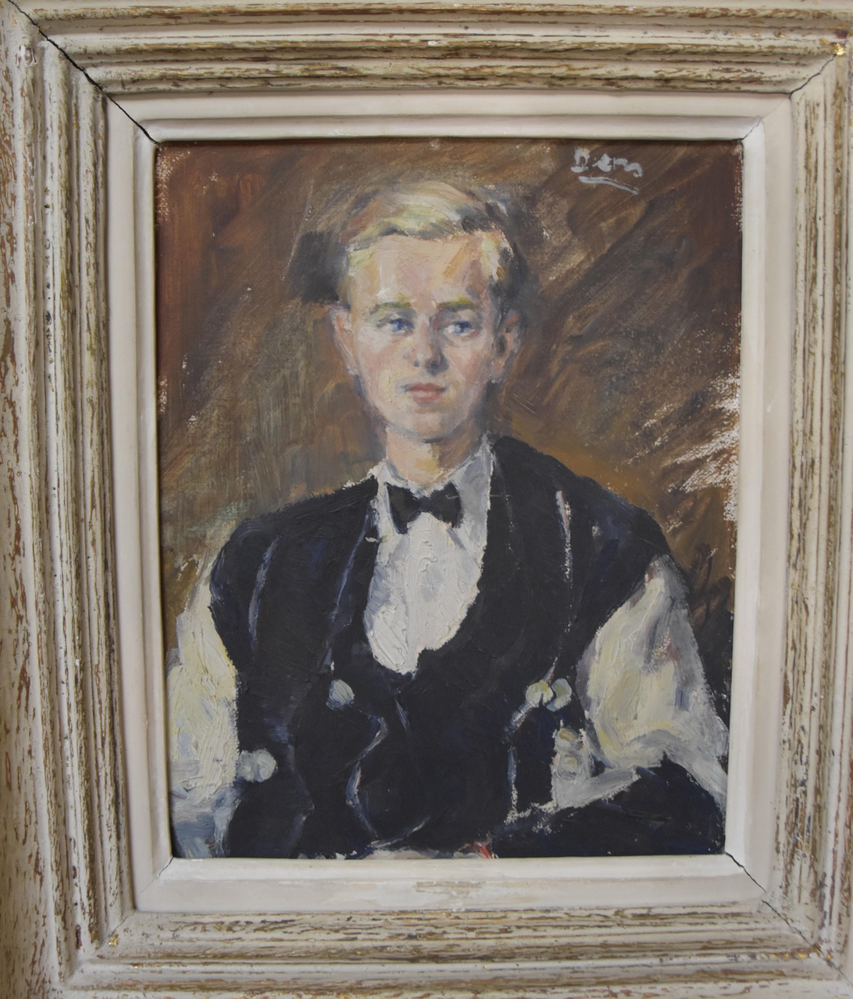 French school circa 1930, Portrait of a young man, oil   1