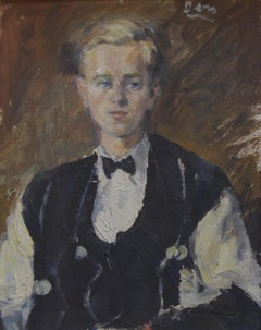 French school circa 1930, Portrait of a young man, oil  