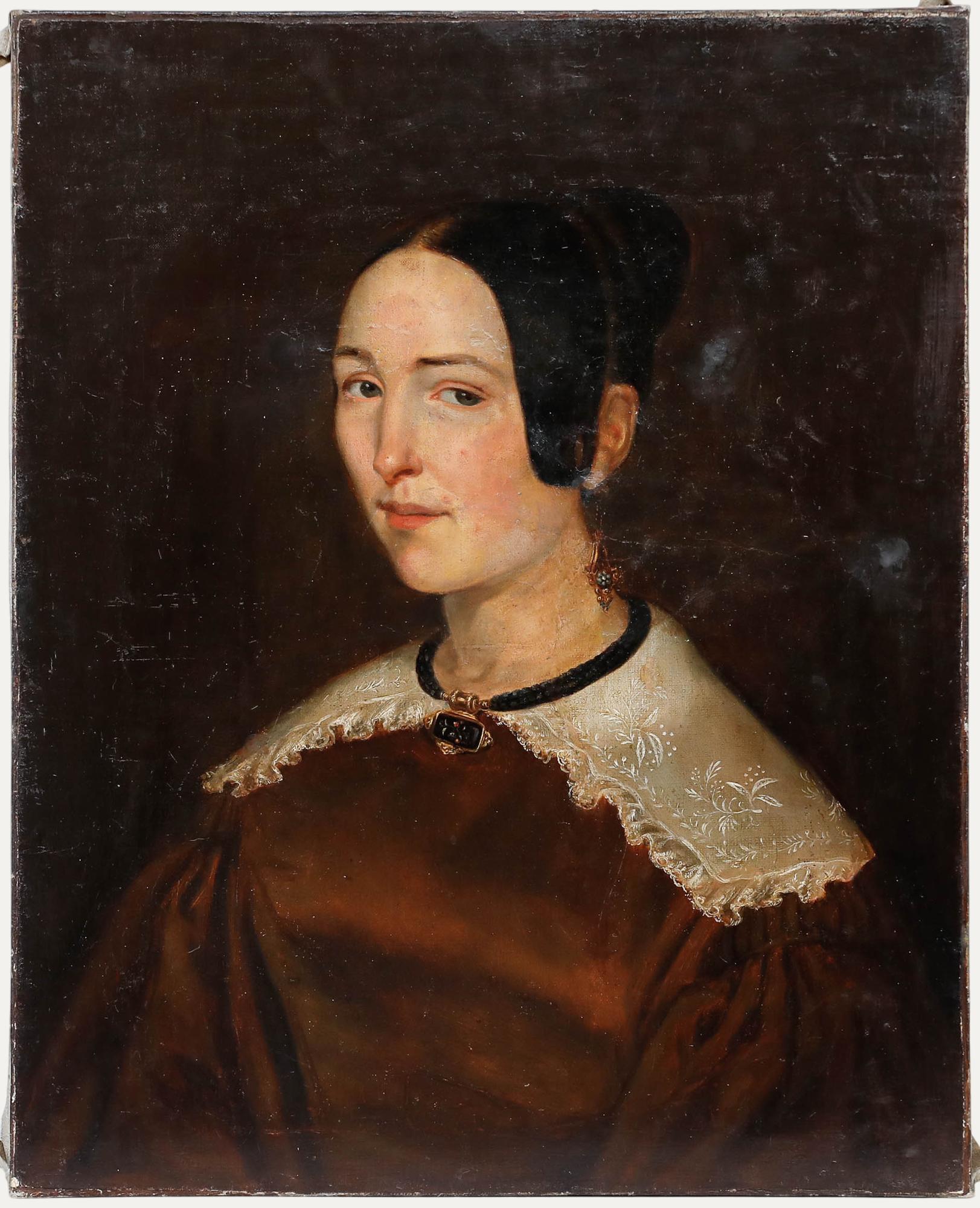 Unknown Portrait Painting - French School Early 19th Century Oil - Le Chatelaine