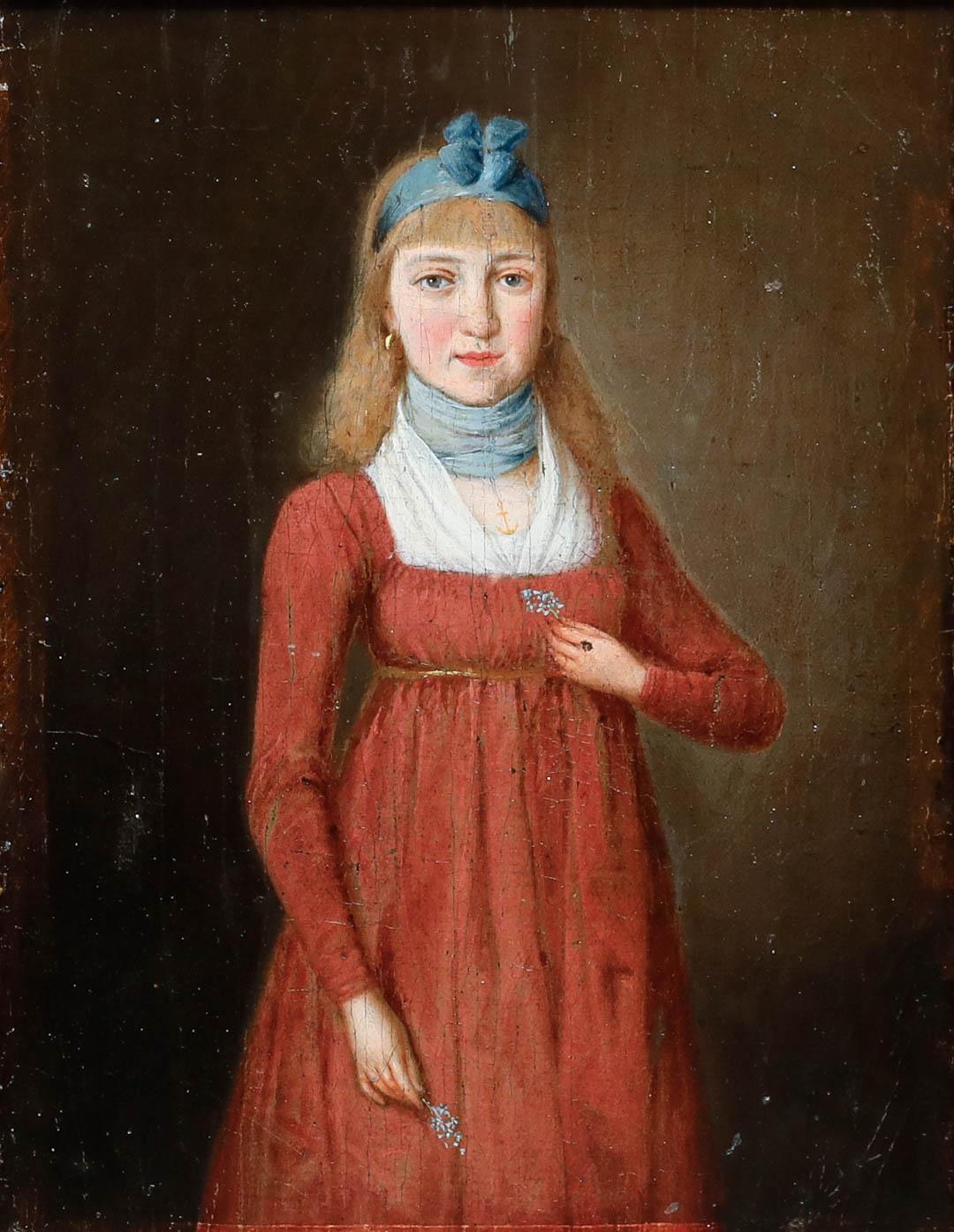 French School Early 19th Century Oil - The Sailor's Wife - Painting by Unknown