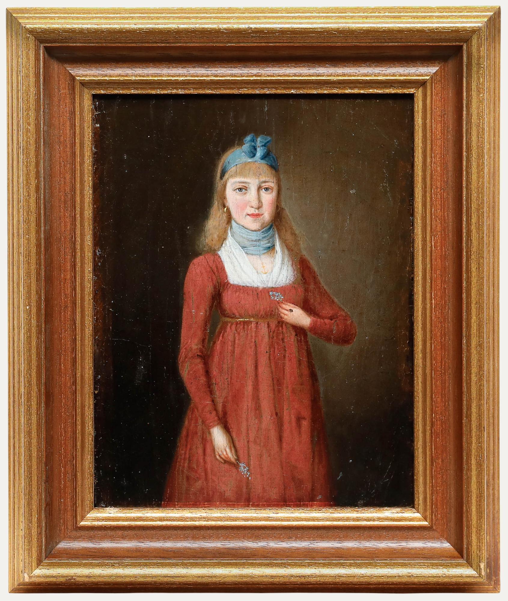 Unknown Figurative Painting - French School Early 19th Century Oil - The Sailor's Wife