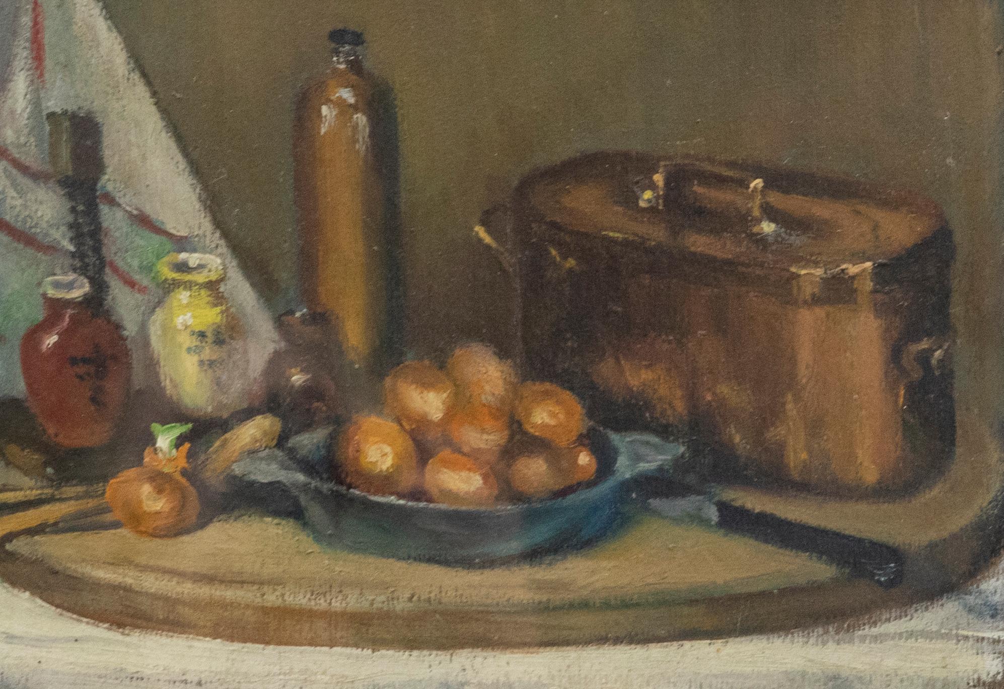 French School Early 20th Century Oil - Kitchen Still Life - Painting by Unknown
