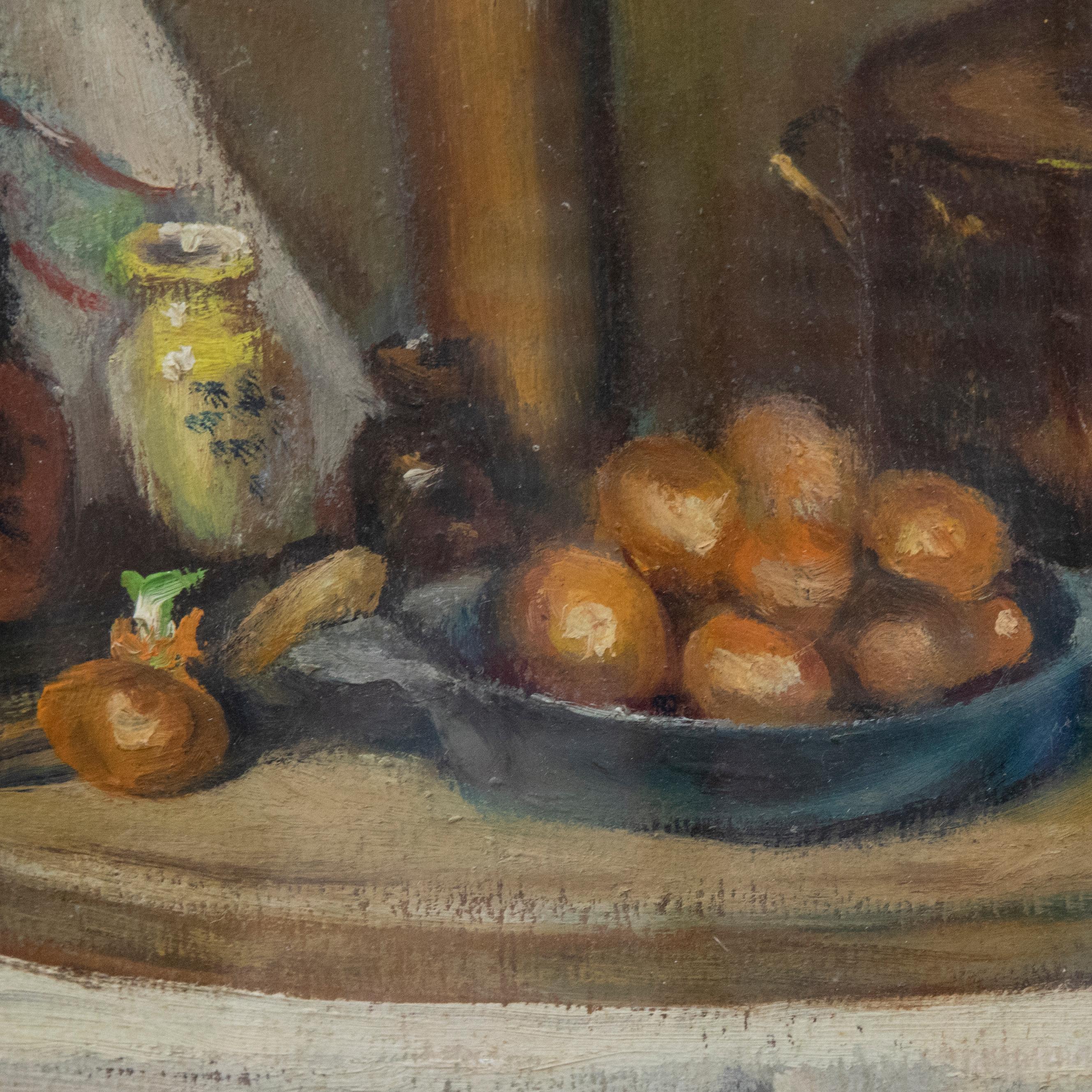 French School Early 20th Century Oil - Kitchen Still Life 1