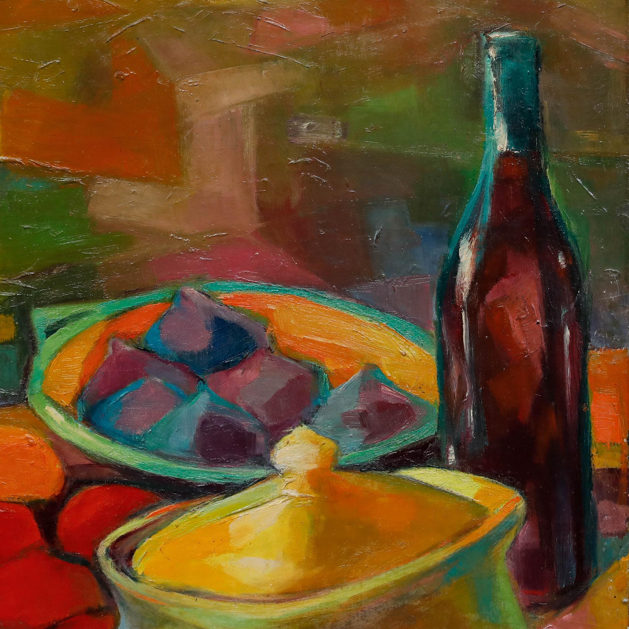 Huile de l'école française du début du 20e siècle - Nature morte à la soupière en vente 1