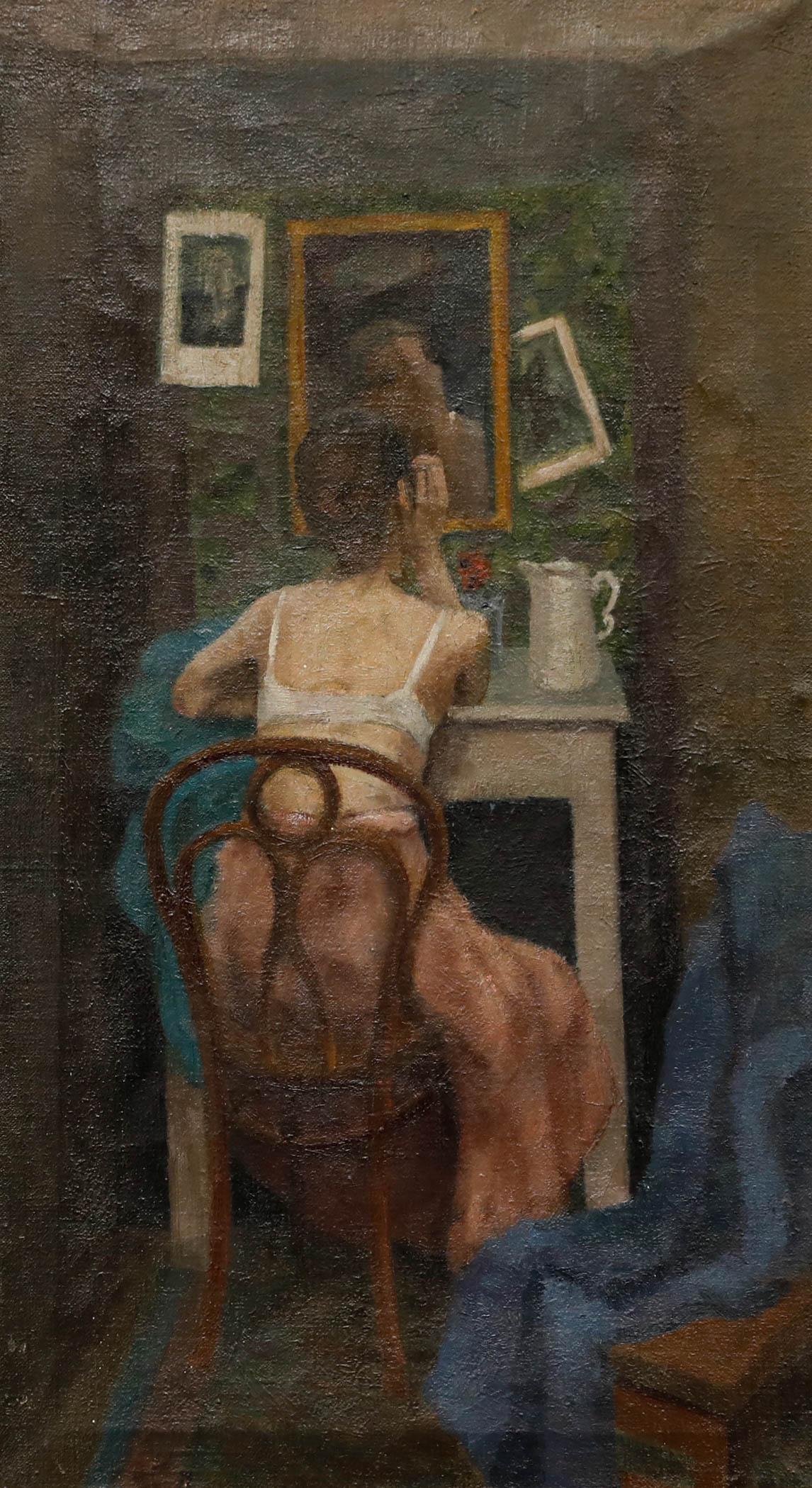 Olio di scuola francese dell'inizio del XX secolo - La tavola da toeletta - Painting di Unknown