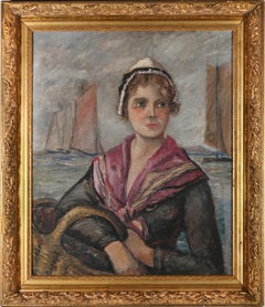 French School Early 20th Century Oil - The Fisherman's Daughter