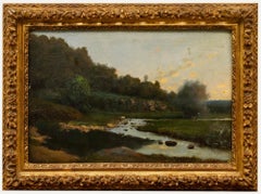 French School Early 20th Century Oil - The Stream At Twilight
