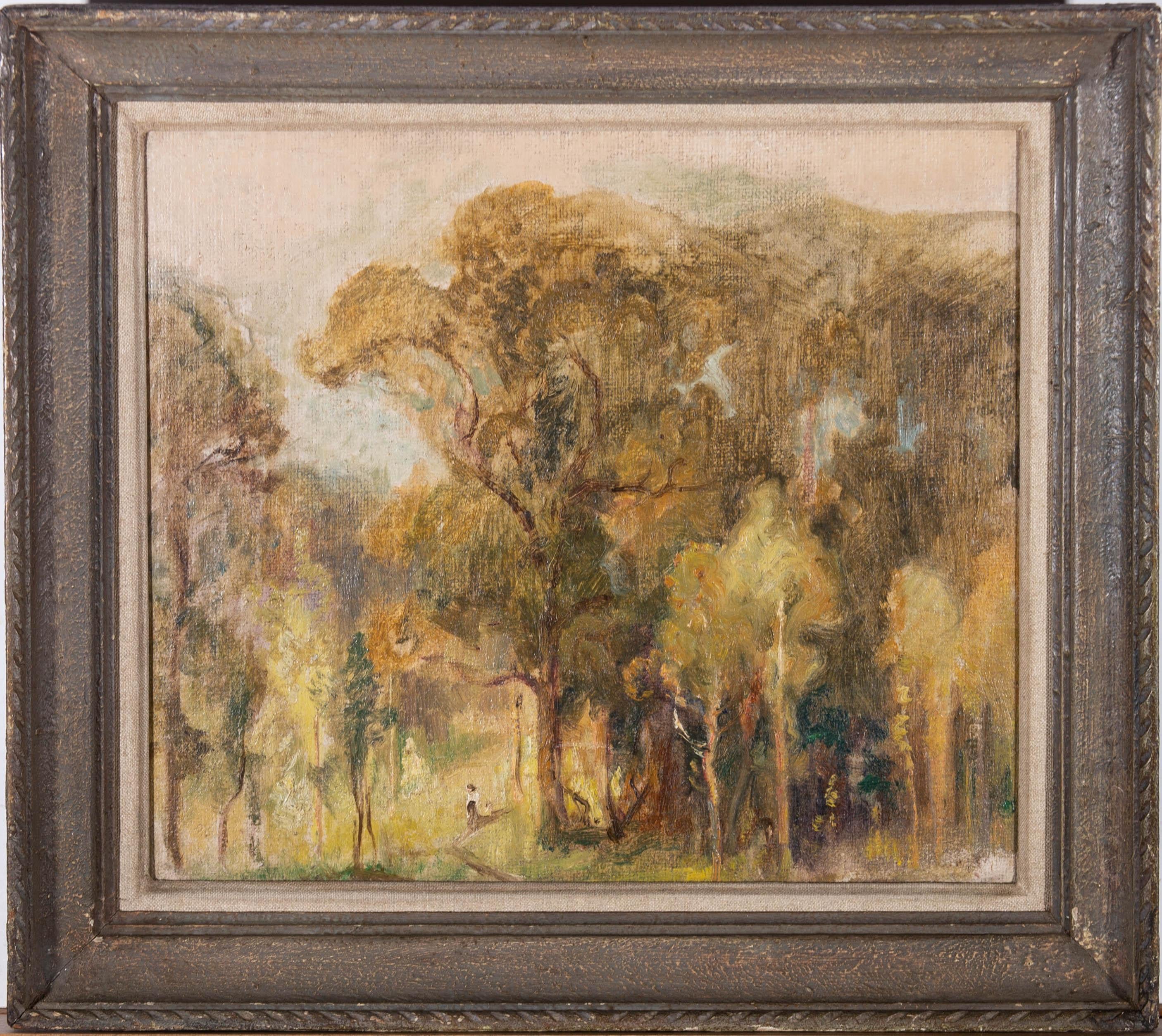 Unknown Landscape Painting - French School Early 20th Century Oil - Woodland Clearing