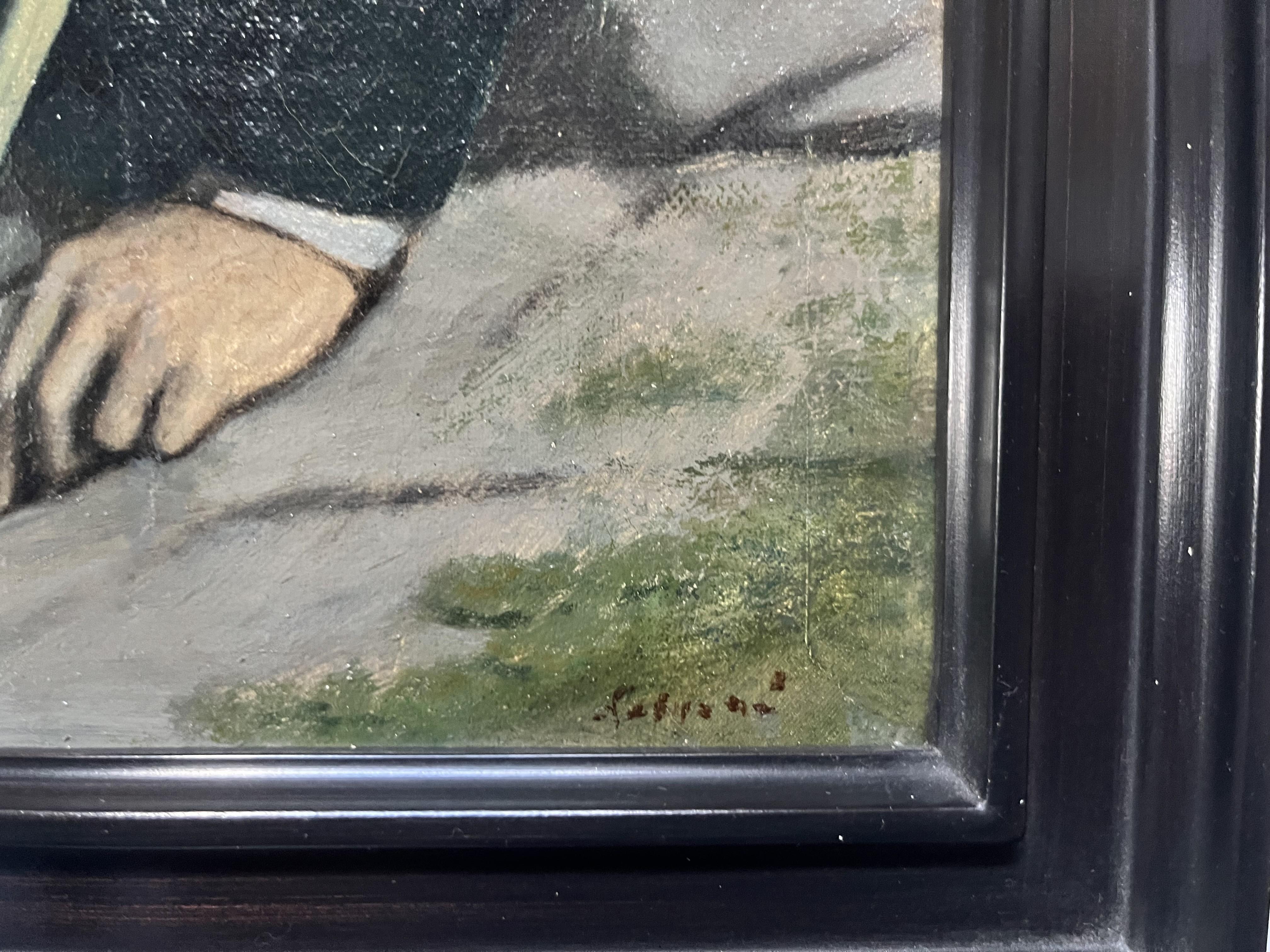 French school early 20th century, Portrait of a hunter, oil on canvas signed im Angebot 3