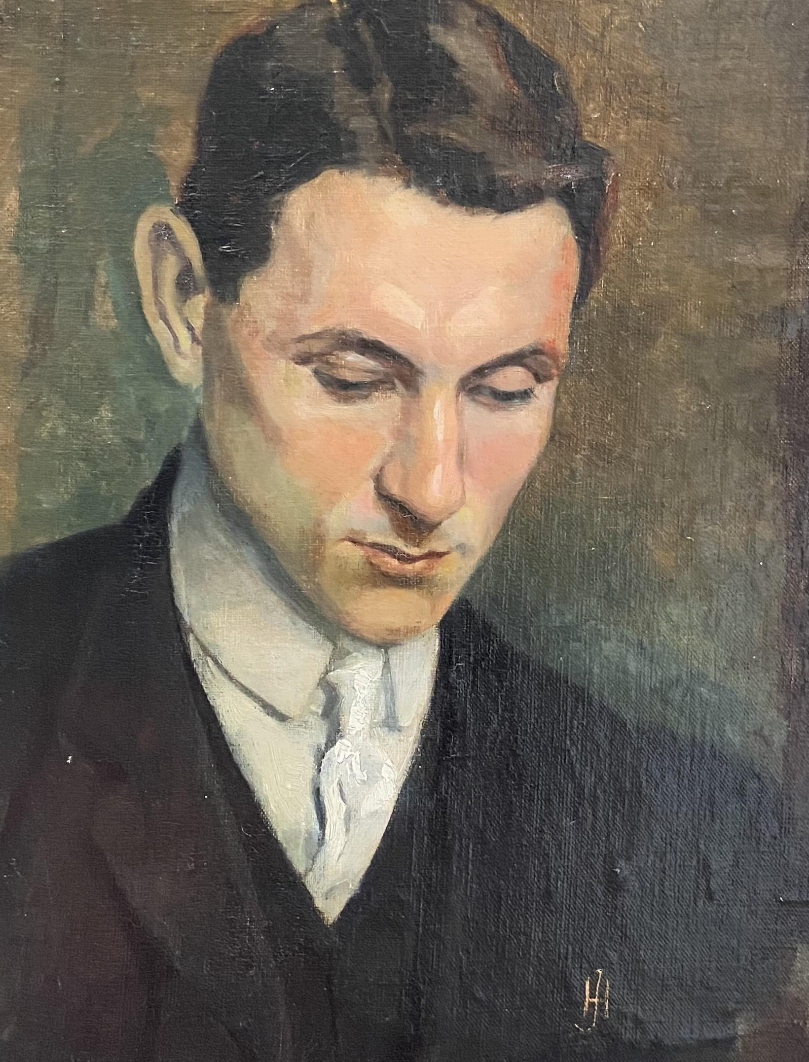 French school early 20th century, Portrait of a young man, oil painting 6