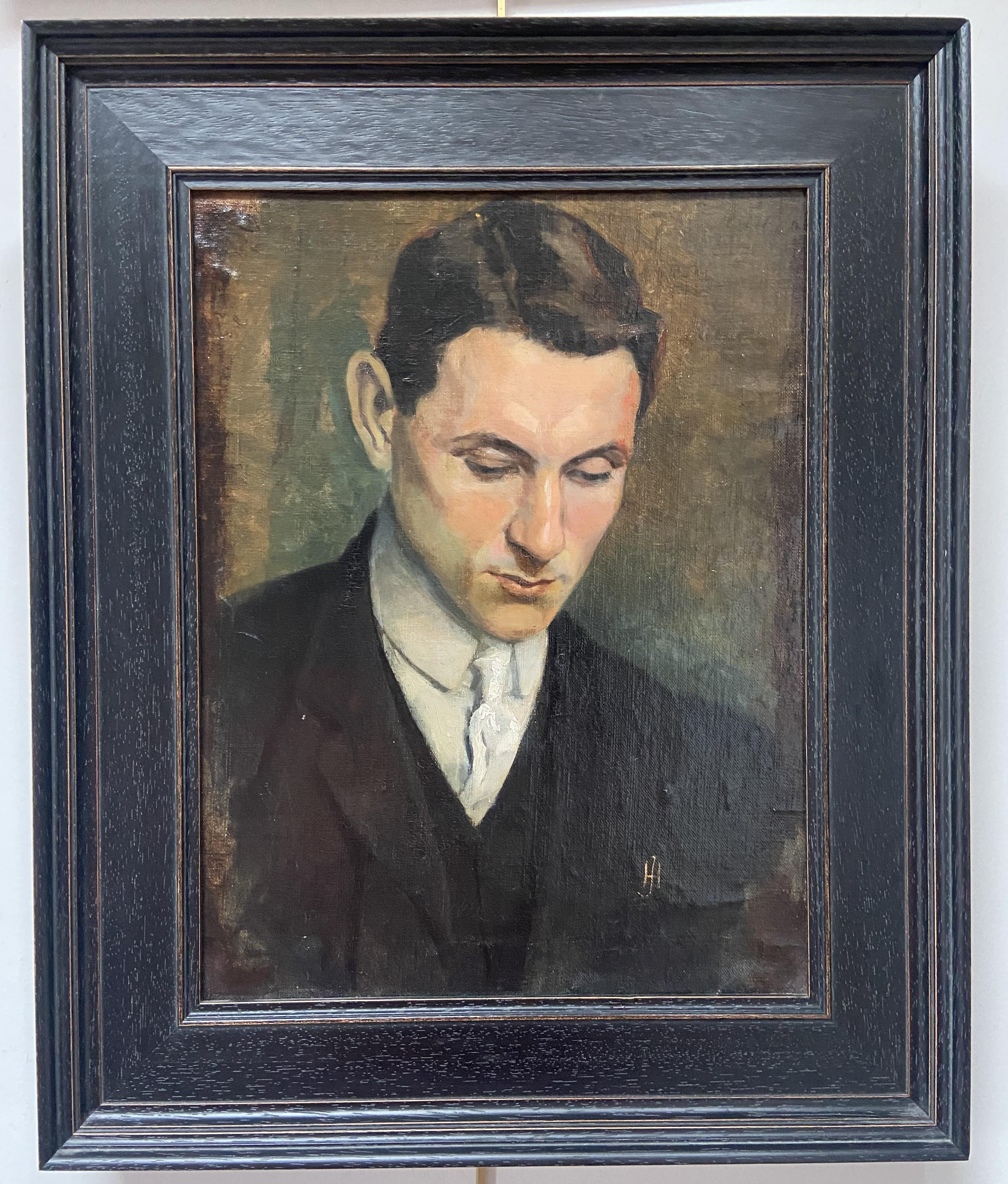 French school early 20th century, Portrait of a young man, oil painting - Painting by Unknown