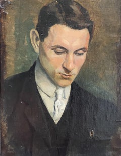 French school early 20th century, Portrait of a young man, oil painting