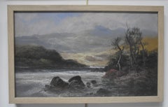 Französische Schule Ende des 19. Jahrhunderts, Landschaft des Flusses, Öl auf Papier