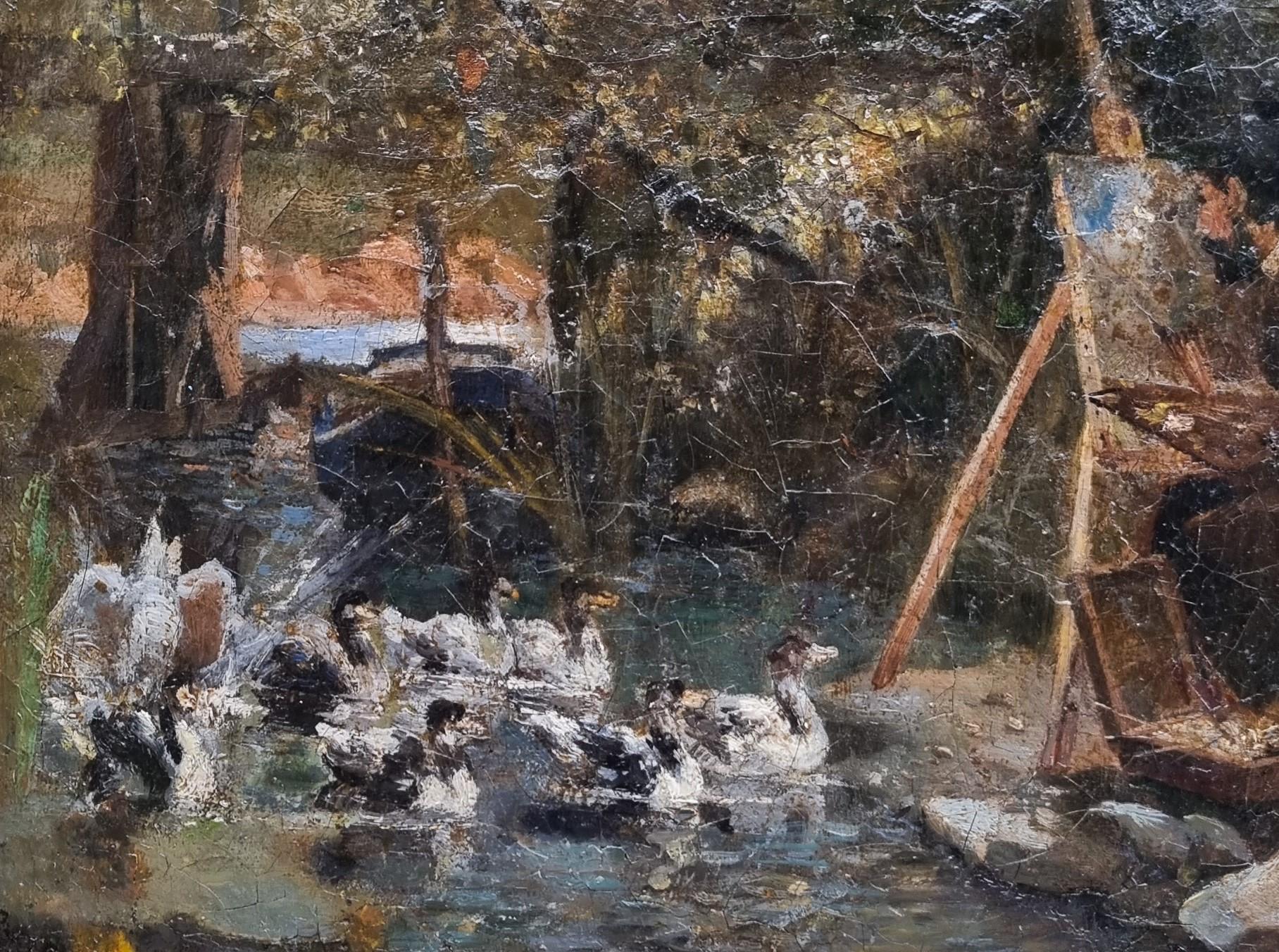 Französische Schule des 19. Jahrhunderts
Der Maler in der Natur
Öl auf Leinwand
61,5 x 51 cm (75 x 66 cm mit dem Rahmen)
Vorzeichenlos
Inschrift auf der Rückseite 