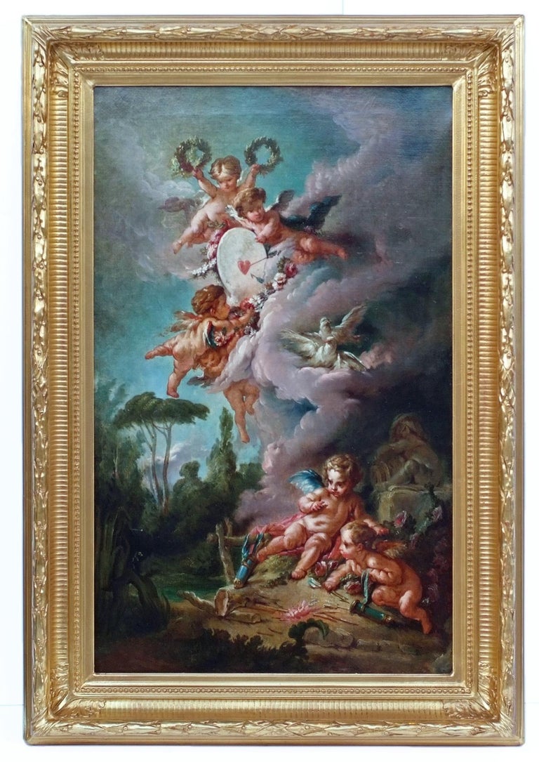 Unknown Portrait Painting - French School - Cupid's Target, from François Boucher (1758) 