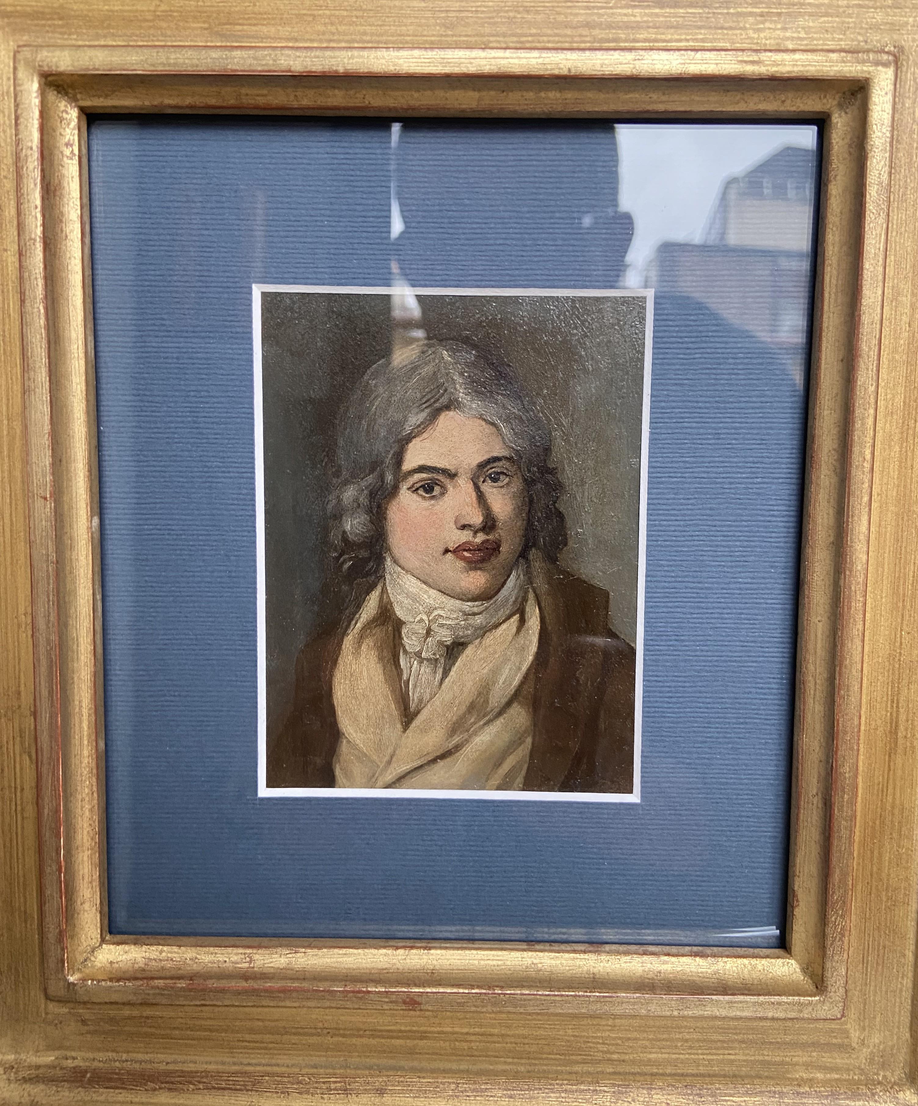 French school late 18th Century, Portrait of a young man, oil on metal For Sale 2