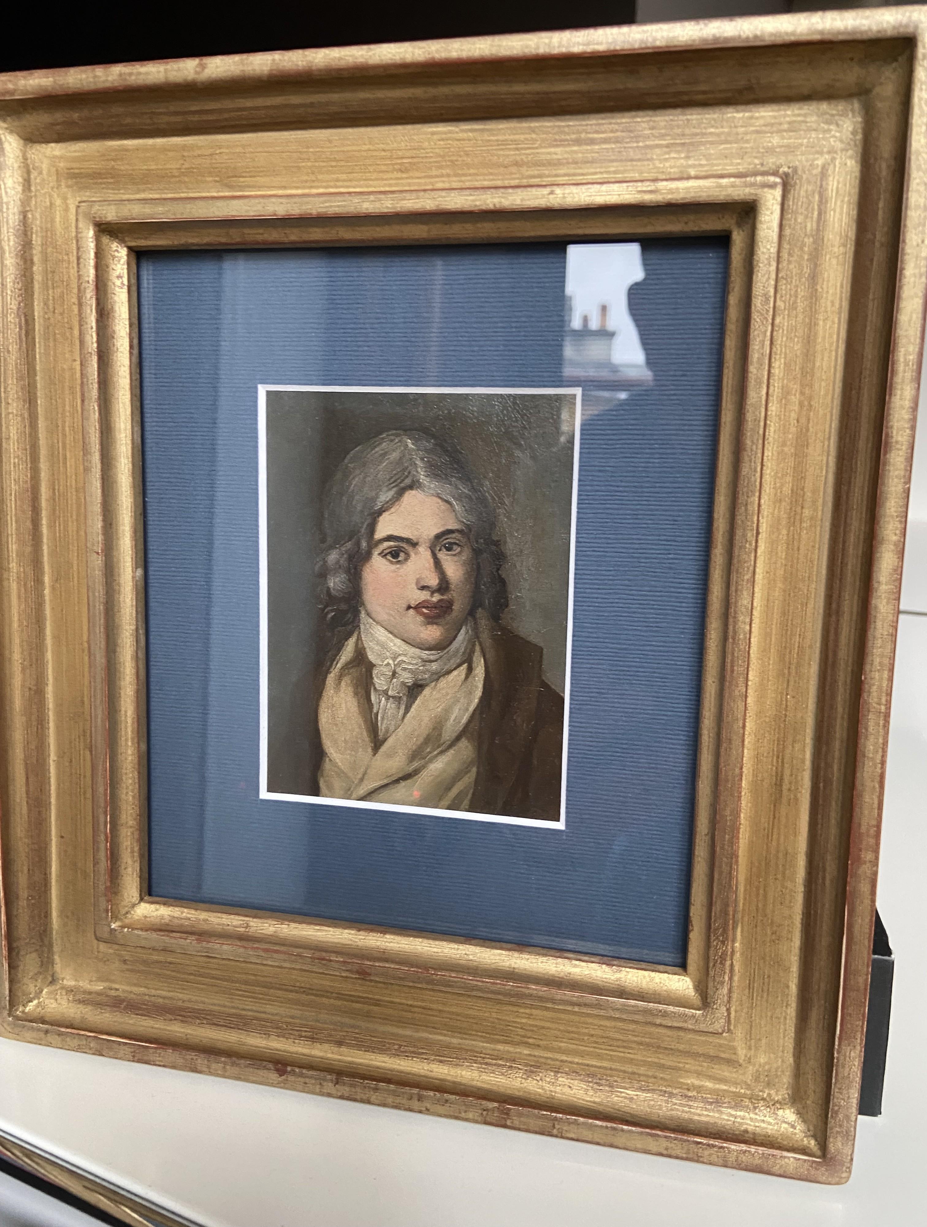 French school late 18th Century, Portrait of a young man, oil on metal For Sale 4