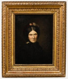 French School Late 19th Century Oil - Portrait of a Lady with Floral Bonnet