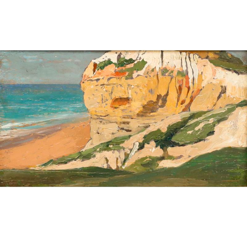 Französische Schule Ende des 19. Jahrhunderts Öl - Blick auf Biarritz – Painting von Unknown