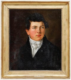 French School Mid 19th Century Oil - Portrait of a Rosy-Cheeked Boy