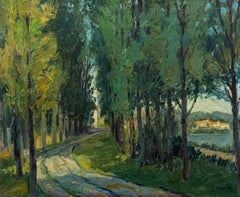 French School Mid 20th Century Oil - Alley in Misy-sur-Yonne