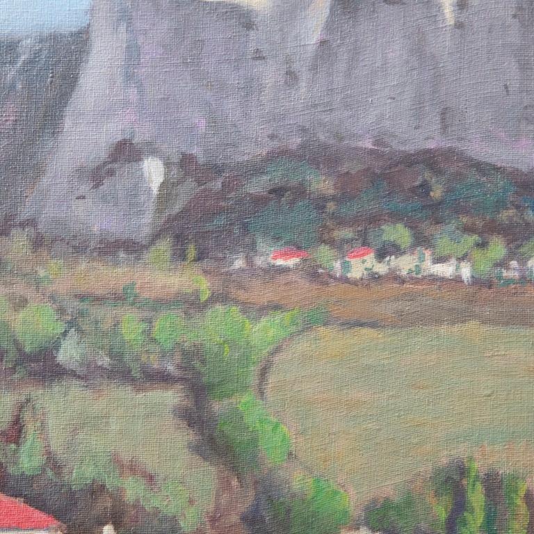 A Provencal view in the South of France, looking towards the cliffs of Lioux. On canvas on stretchers. 