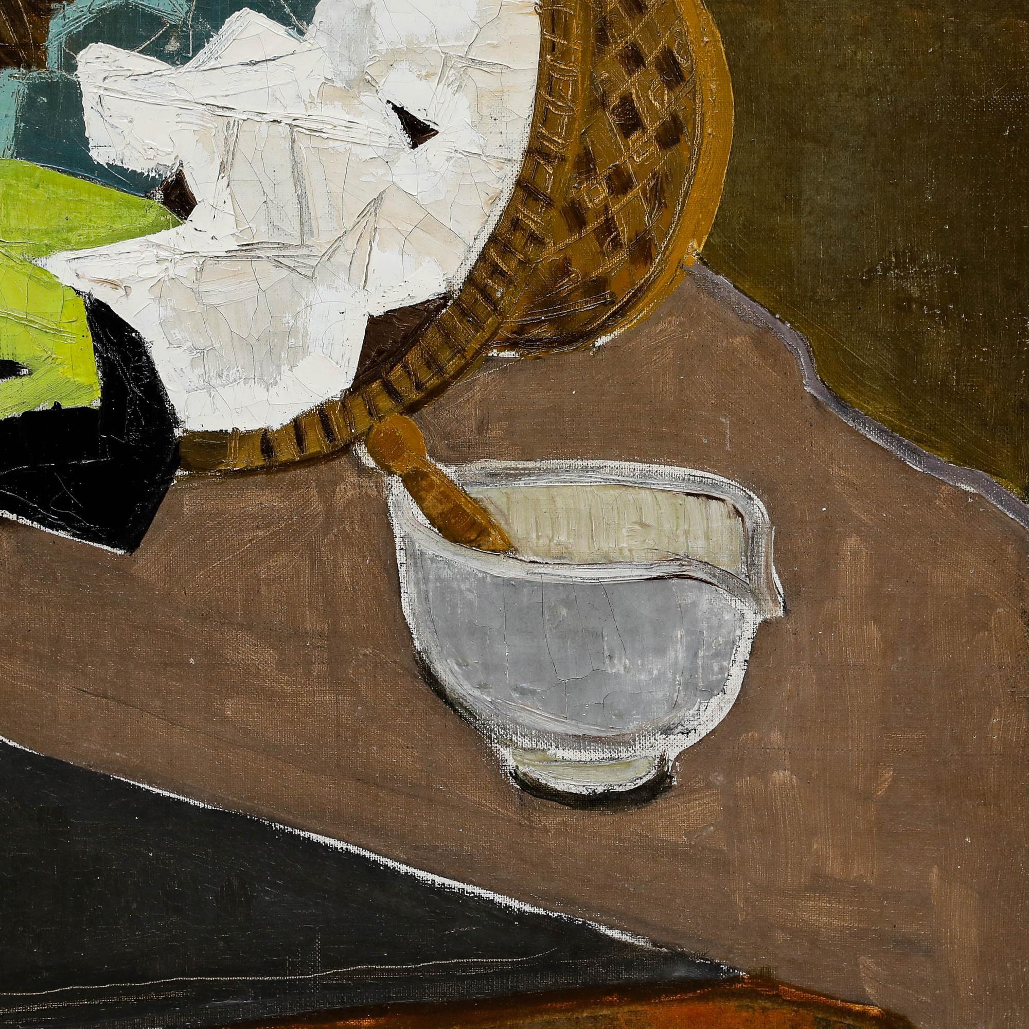 French School Mitte des 20. Jahrhunderts Öl - Der Papierkorb (Schwarz), Still-Life Painting, von Unknown