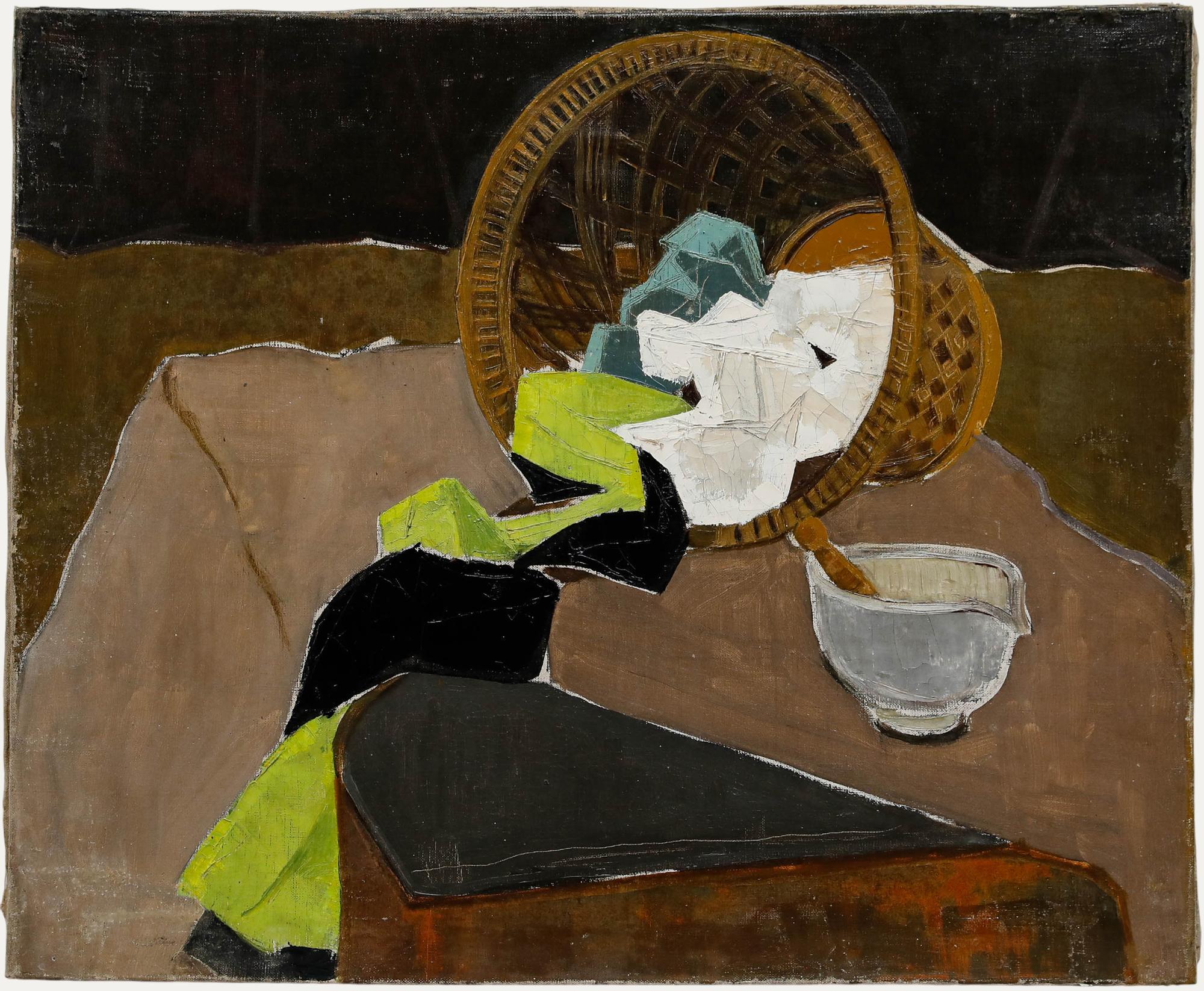 French School Mitte des 20. Jahrhunderts Öl - Der Papierkorb