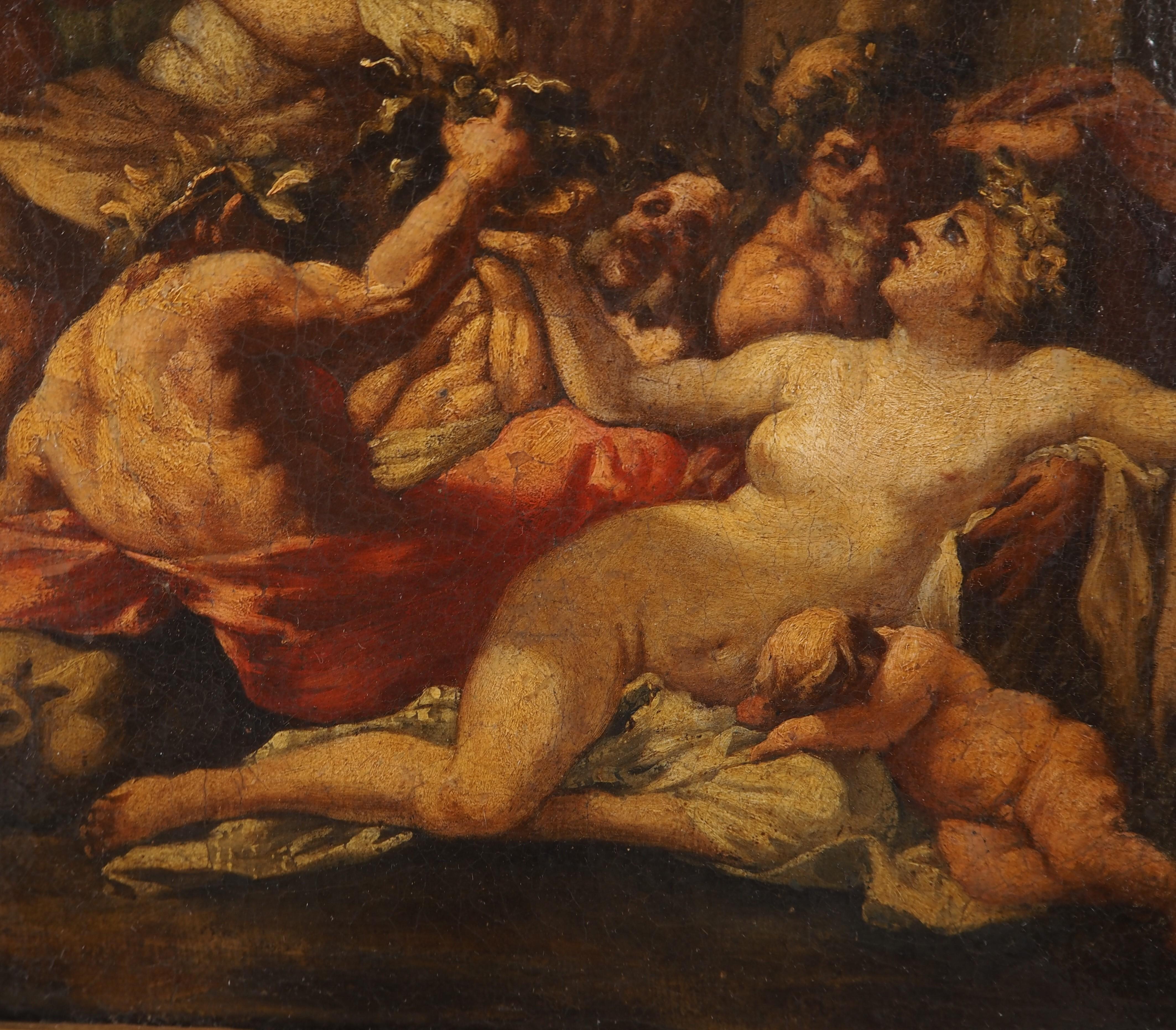 Escuela francesa del siglo XVIII : Mitología, Bacanalia - Óleo sobre lienzo en venta 10